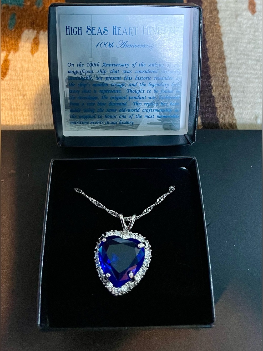 100th  Titanic Anniversary Heart of The Ocean Pendant. # 00225N Sapphire Crystal